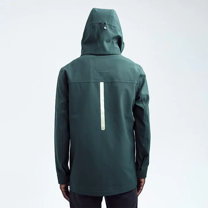Ulterior green hardshell jacket back view